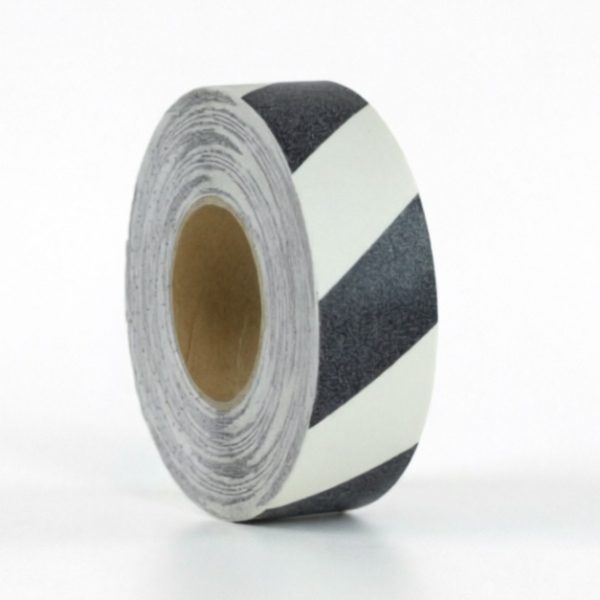 Противоскользящая фотолюминесцентная сигнальная лента, с черной полосой