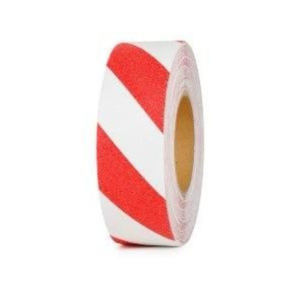 Противоскользящая фотолюминесцентная сигнальная лента, с красной полосой